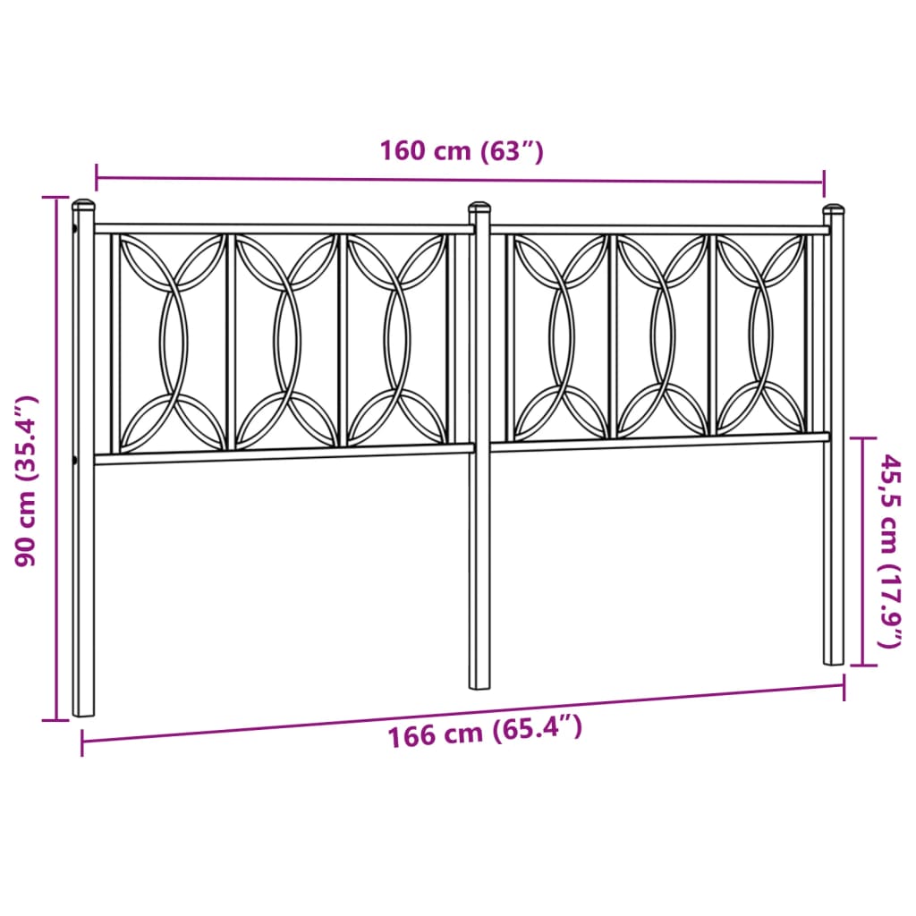 Testiera in Metallo Nero 160 cm