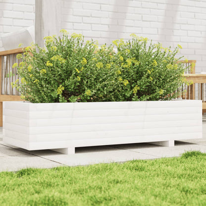 Fioriera da Giardino Bianca 110x40x26,5 cm in Legno di Pino - homemem39