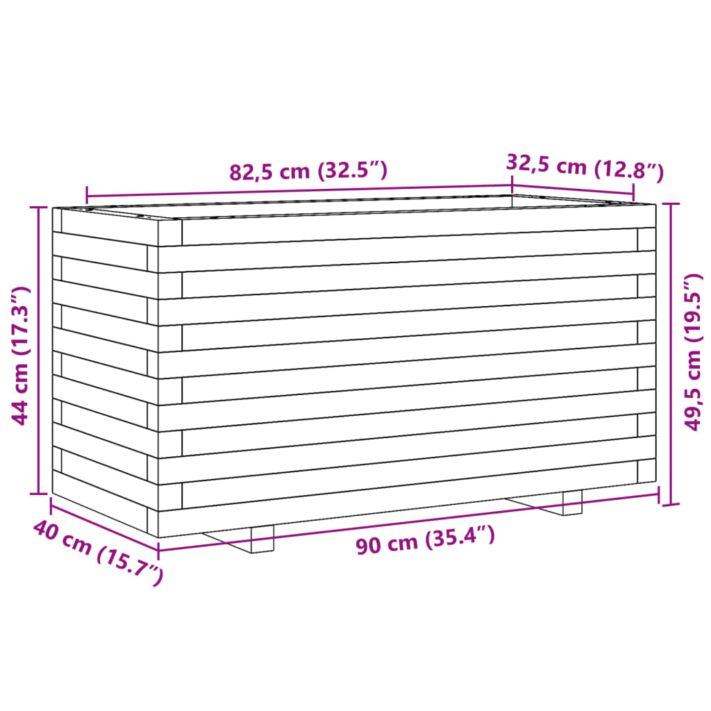 Fioriera da Giardino 90x40x49,5 cm in Legno Massello di Douglas - homemem39