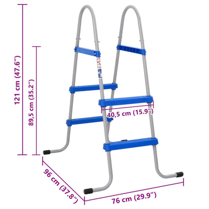 Scaletta per Piscina Fuori Terra 84 cm in Acciaio e Plastica - homemem39