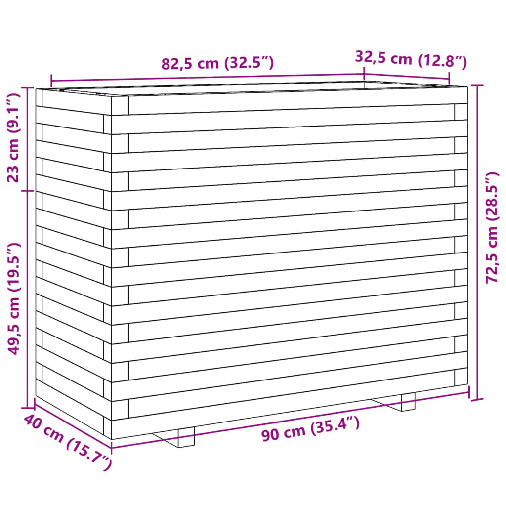 Fioriera da Giardino 90x40x72,5 cm in Legno Massello di Douglas