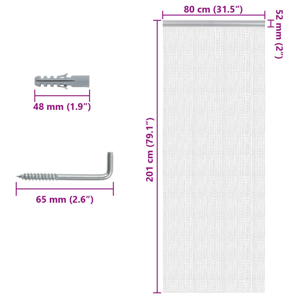 Zanzariera da Porta a Catena 80x201 cm in Alluminio - homemem39