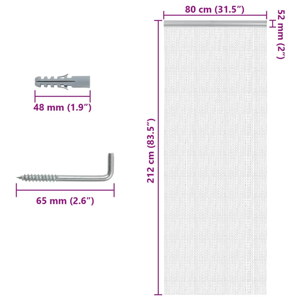 Zanzariera da Porta a Catena 80x212 cm in Alluminio - homemem39