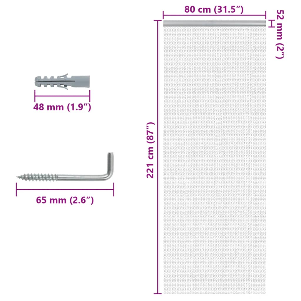 Zanzariera da Porta a Catena 80x221 cm in Alluminio - homemem39