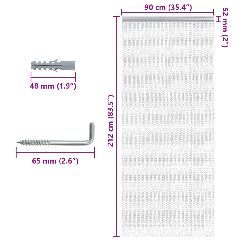 Zanzariera da Porta a Catena 90x212 cm in Alluminio - homemem39