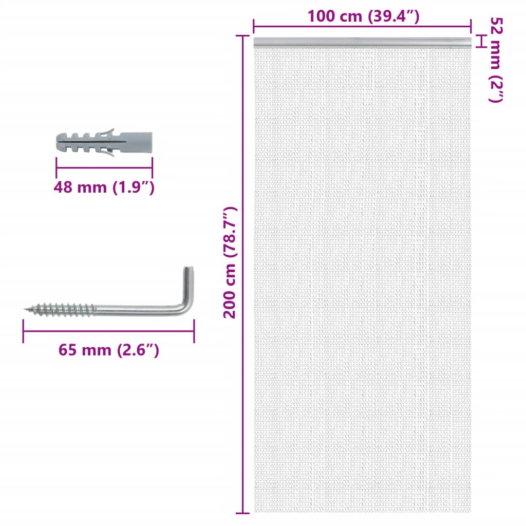 Zanzariera da Porta a Catena 100x200 cm in Alluminio - homemem39