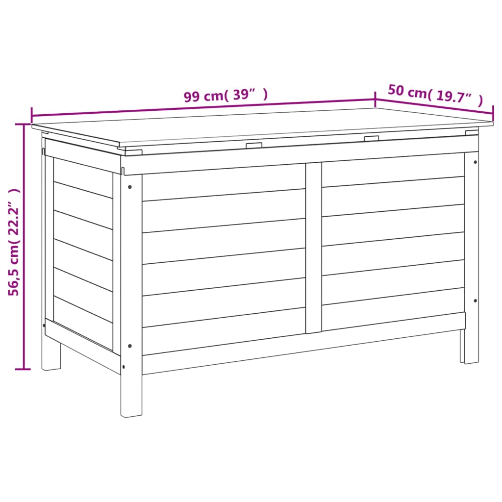 Scatola Cuscini da Esterno 99x50x56,5 cm Legno Massello Abete - homemem39