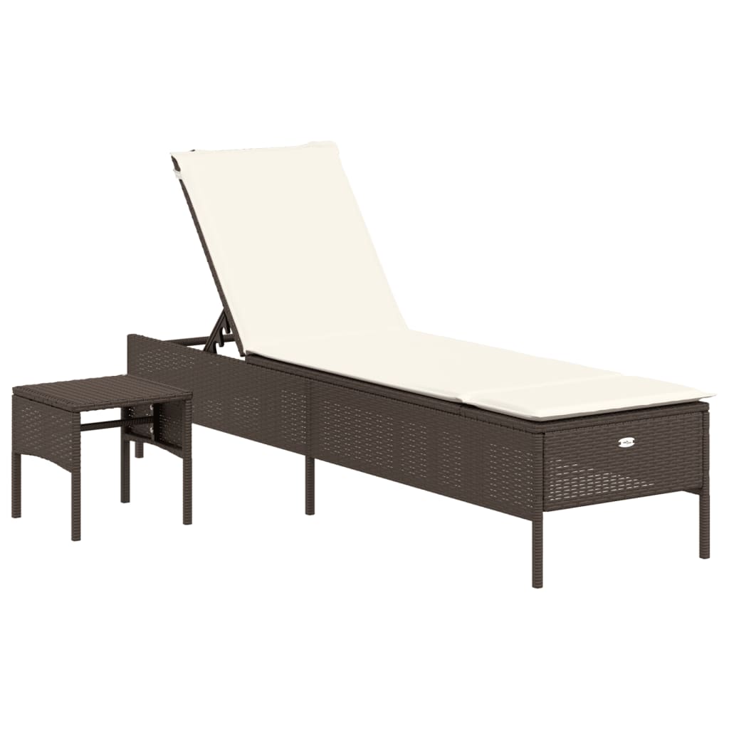 Set Lettini Prendisole con Cuscini 3pz Marrone in Polyrattan