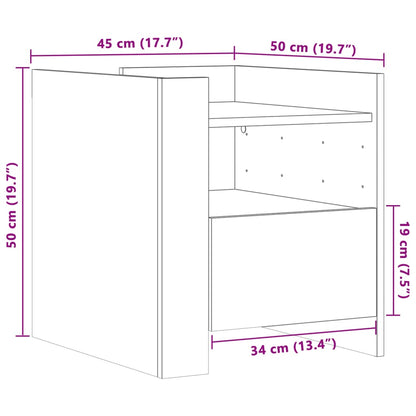 Comodino Rovere Fumo 45x50x50 cm in Truciolato