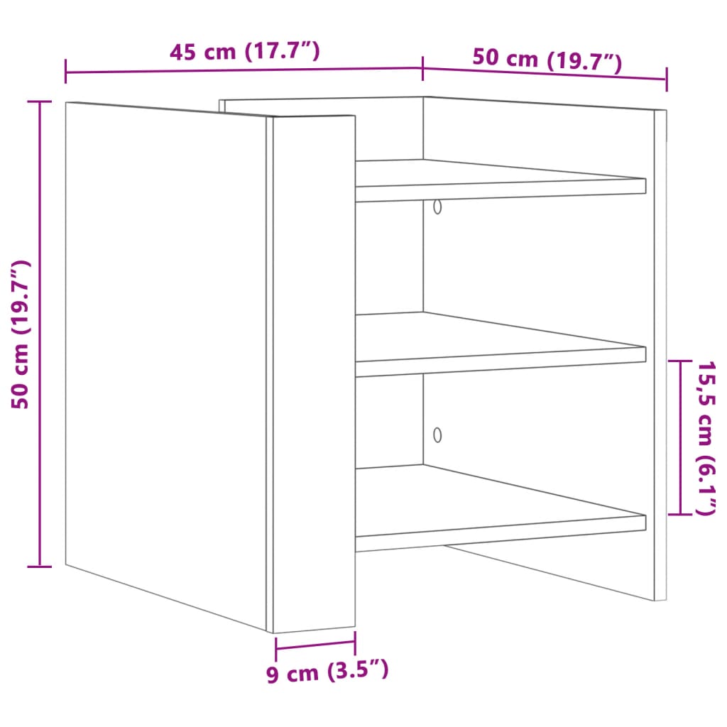 Comodino Rovere Sonoma 45x50x50 cm in Legno Multistrato