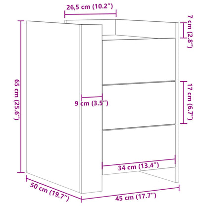 Comodino Bianco 45x50x65 cm in Legno Multistrato