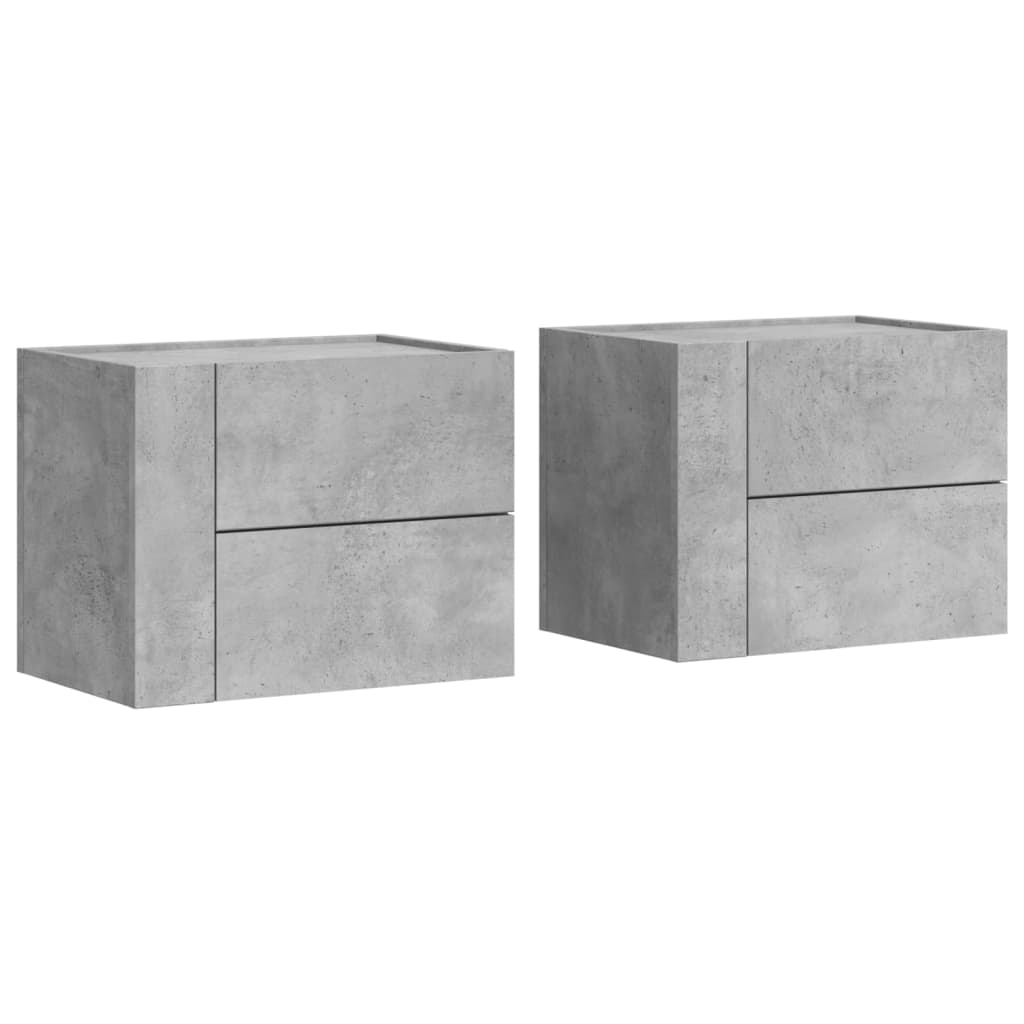 Comodini a Muro 2 pz Grigio Cemento 45x30x35 cm