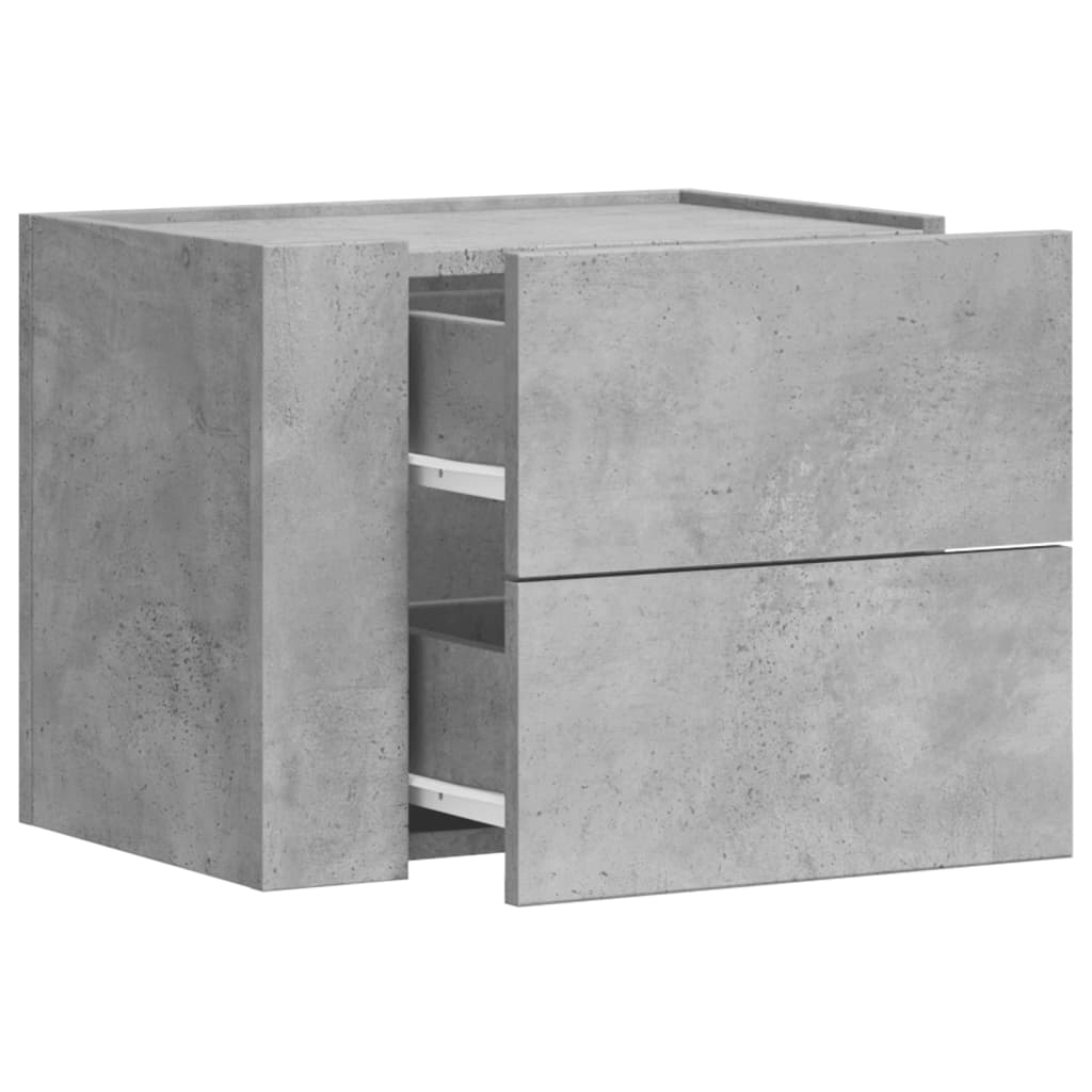 Comodini a Muro 2 pz Grigio Cemento 45x30x35 cm