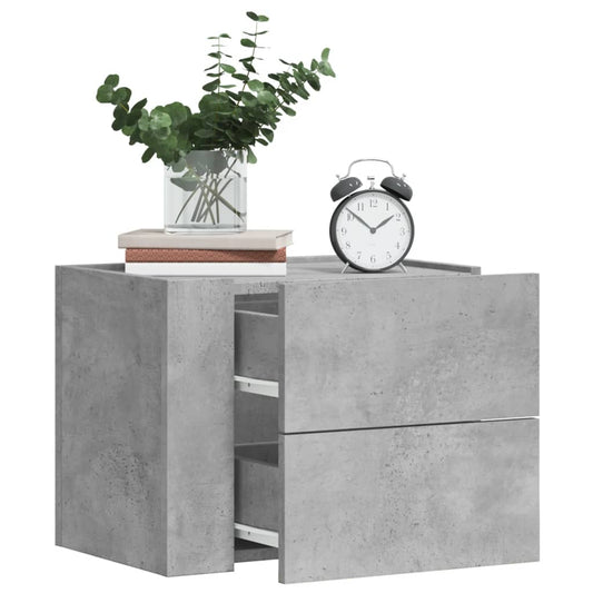 Comodini a Muro 2 pz Grigio Cemento 45x30x35 cm