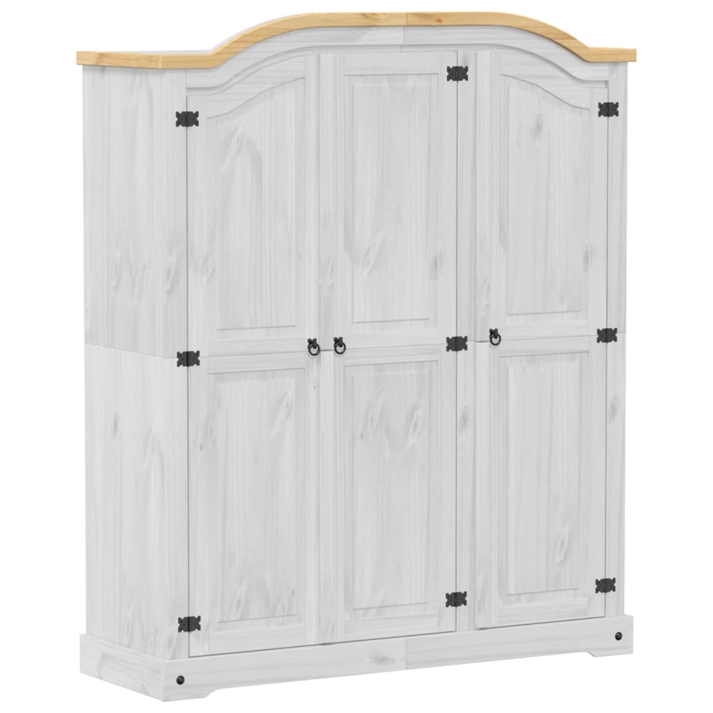 Armadio Corona Bianco 151,5x52x186 cm in Legno Massello di Pino - homemem39