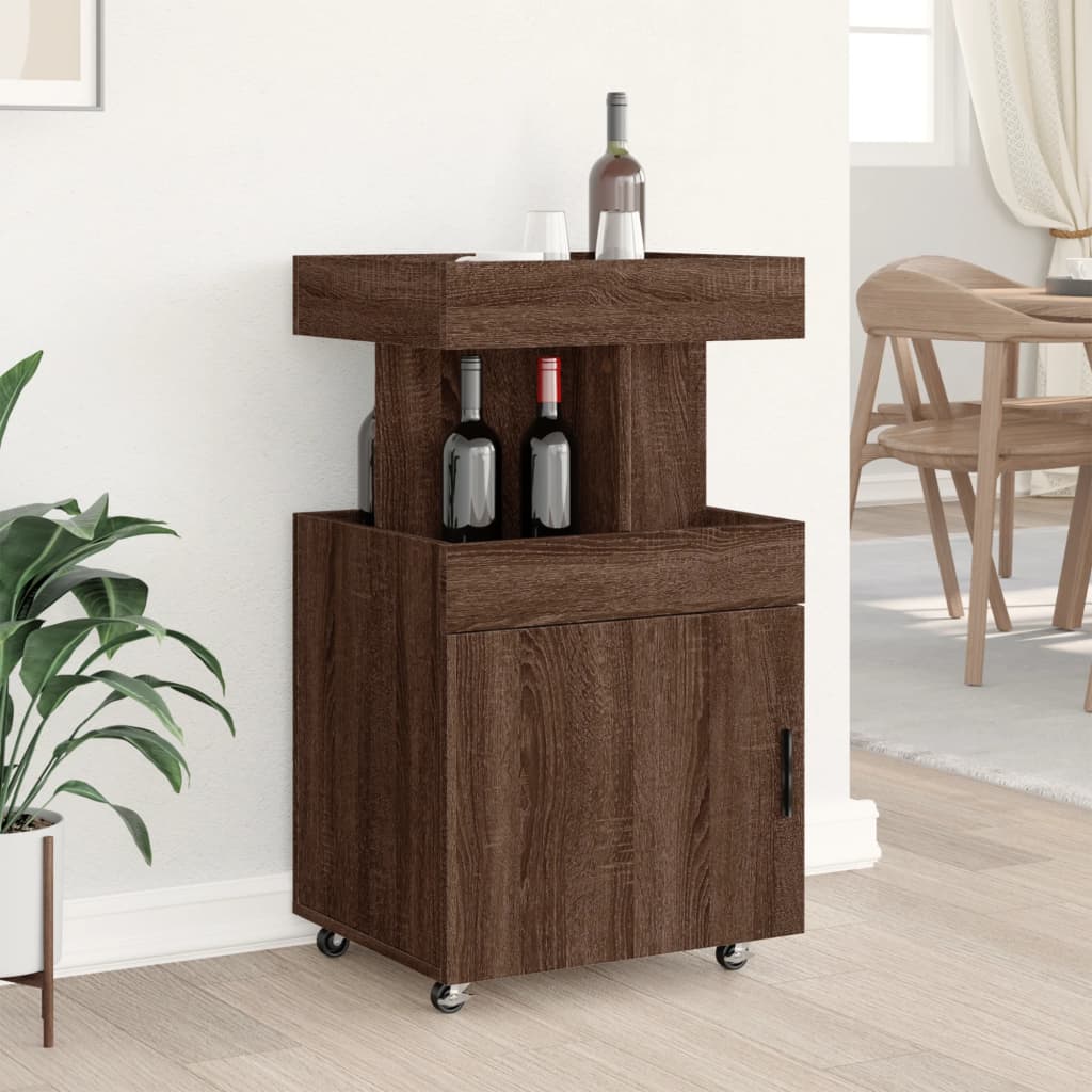 Carrello Bar Rovere Marrone 50x41x89 cm in Legno Multistrato - homemem39