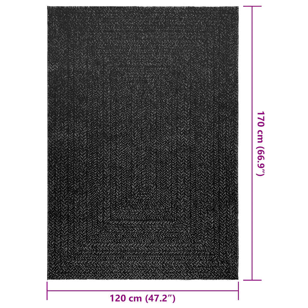 Tappeto ZIZUR Antracite 120x170 cm Aspetto Iuta Interni Esterni - homemem39