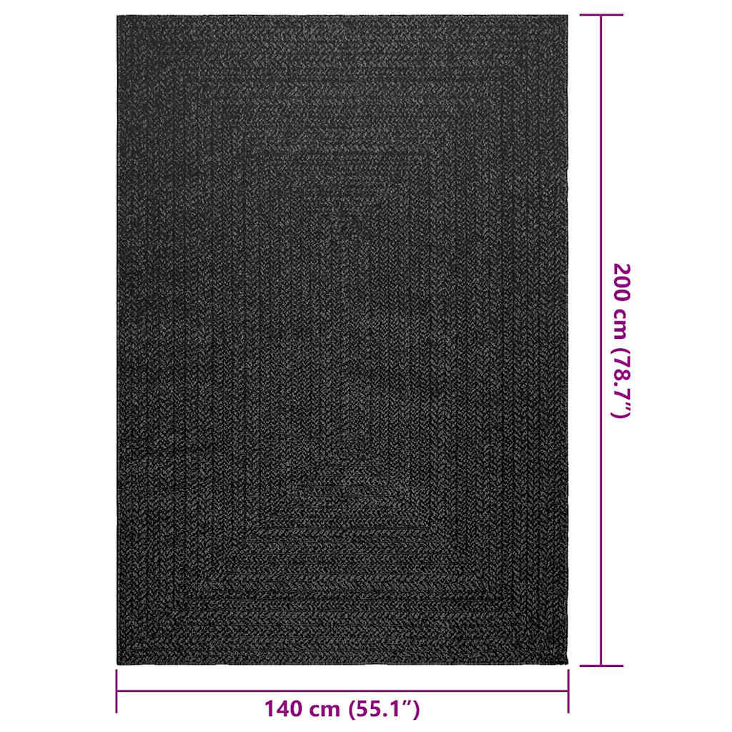 Tappeto ZIZUR Antracite 140x200 cm Aspetto Iuta Interni Esterni - homemem39