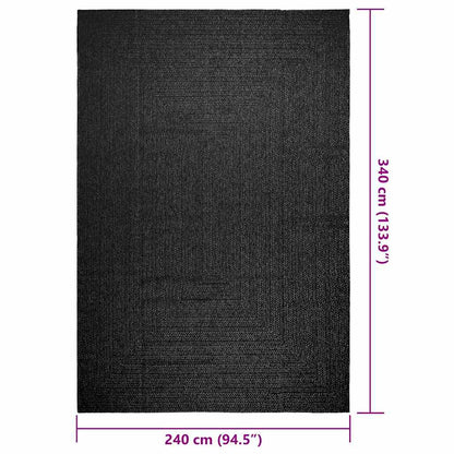 Tappeto ZIZUR Antracite 240x340 cm Aspetto Iuta Interni Esterni