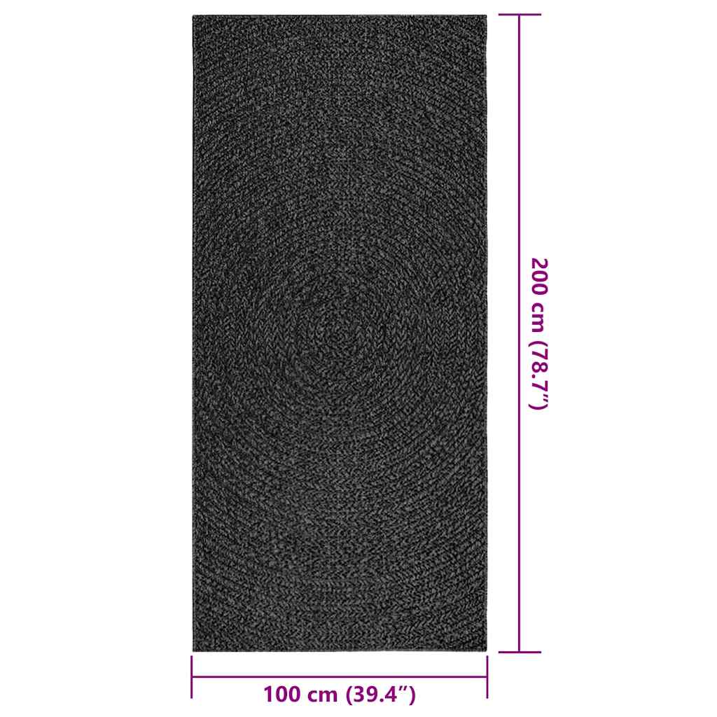 Tappeto ZIZUR Antracite 100x200 cm Aspetto Iuta Interni Esterni - homemem39