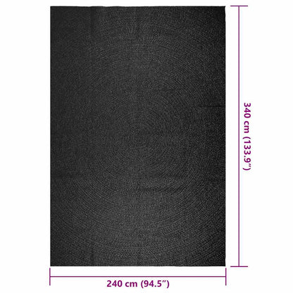 Tappeto ZIZUR Antracite 240x340 cm Aspetto Iuta Interni Esterni - homemem39