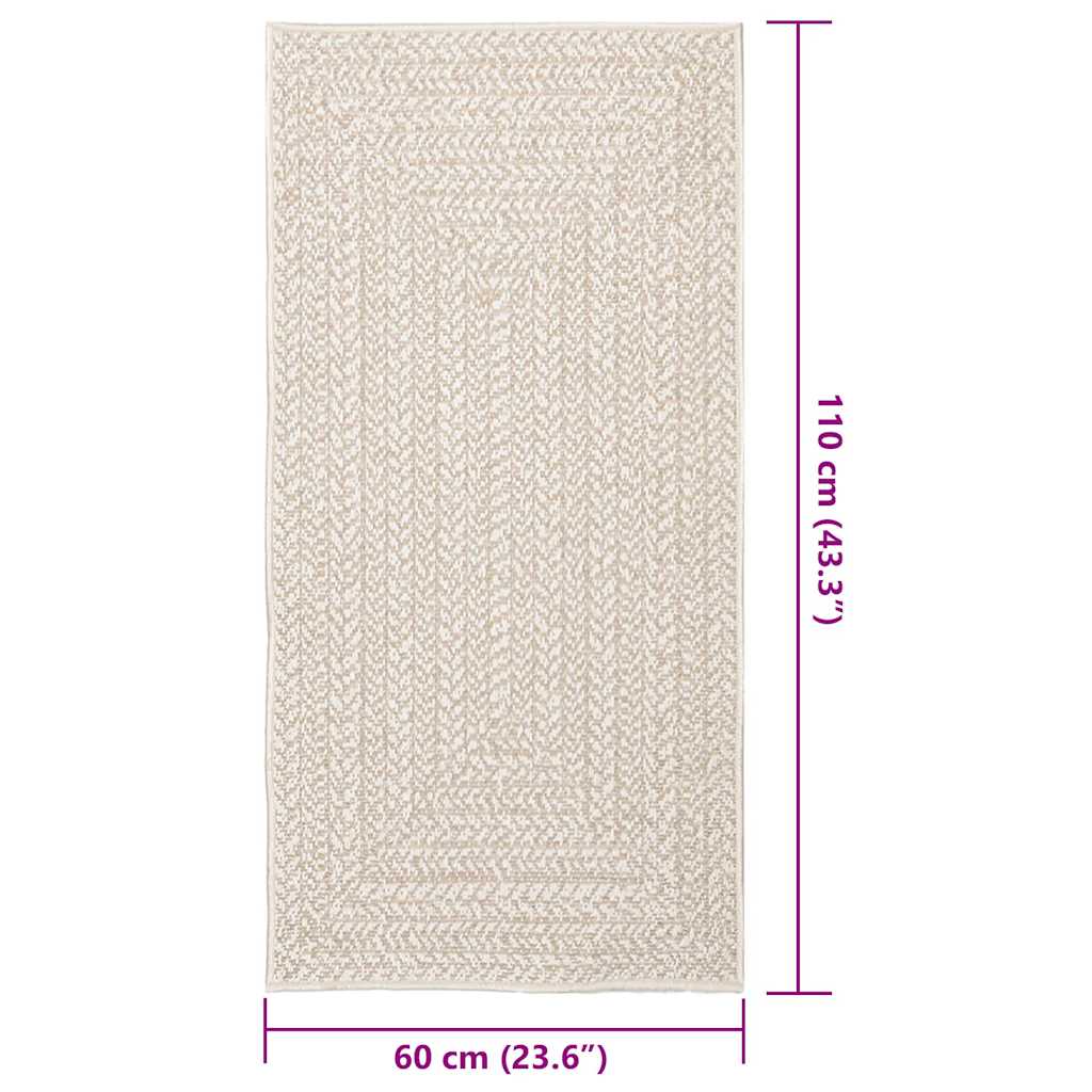 Tappeto ZIZUR Crema 60x110 cm Aspetto Iuta Interni ed Esterni