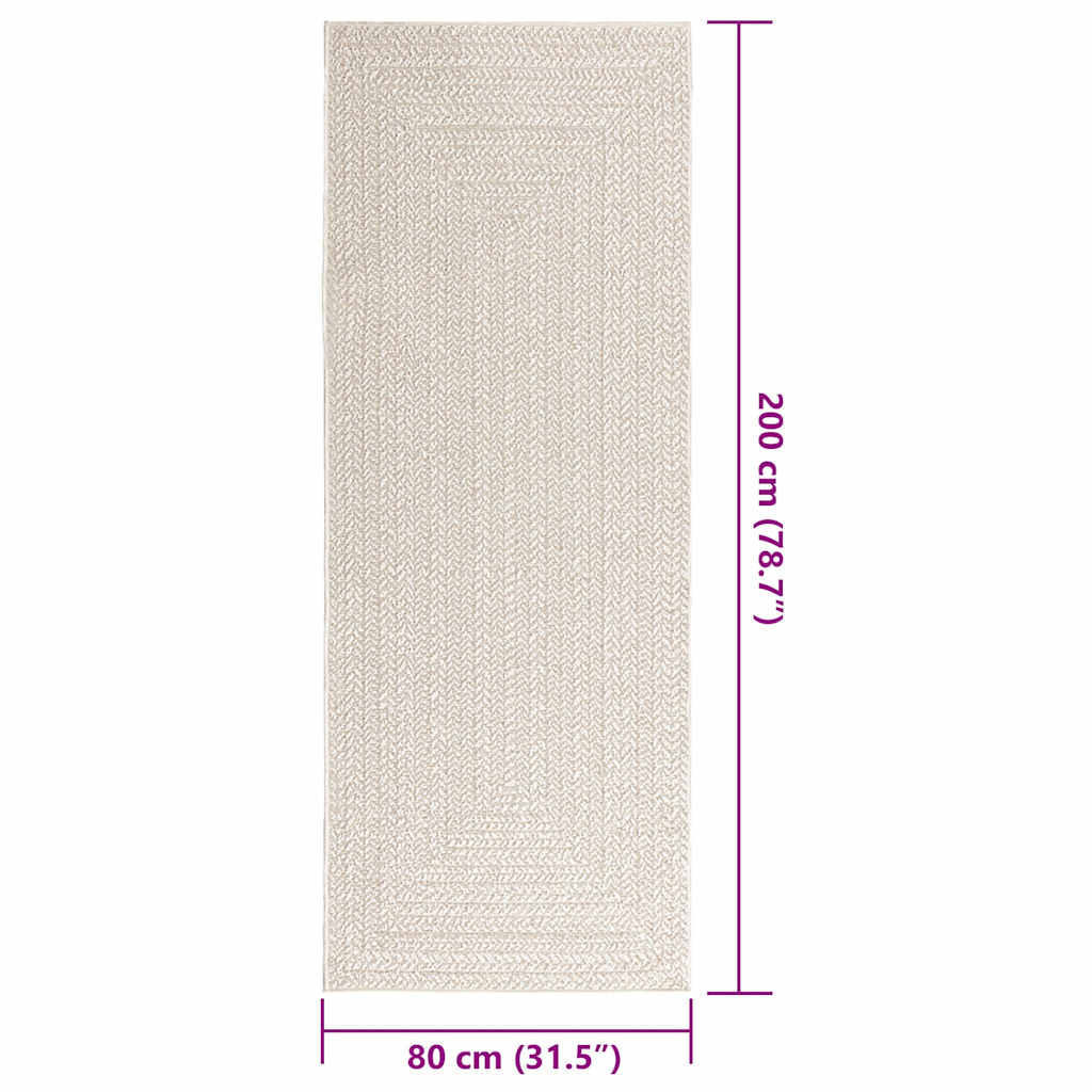 Tappeto ZIZUR Crema 80x200 cm Aspetto Iuta Interni ed Esterni - homemem39