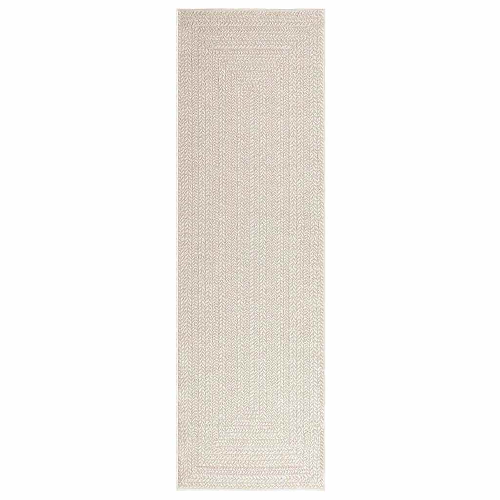 Tappeto ZIZUR Crema 80x250 cm Aspetto Iuta Interni ed Esterni