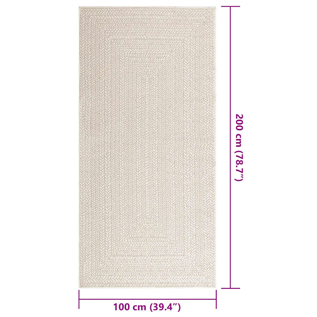 Tappeto ZIZUR Crema 100x200 cm Aspetto Iuta Interni ed Esterni - homemem39