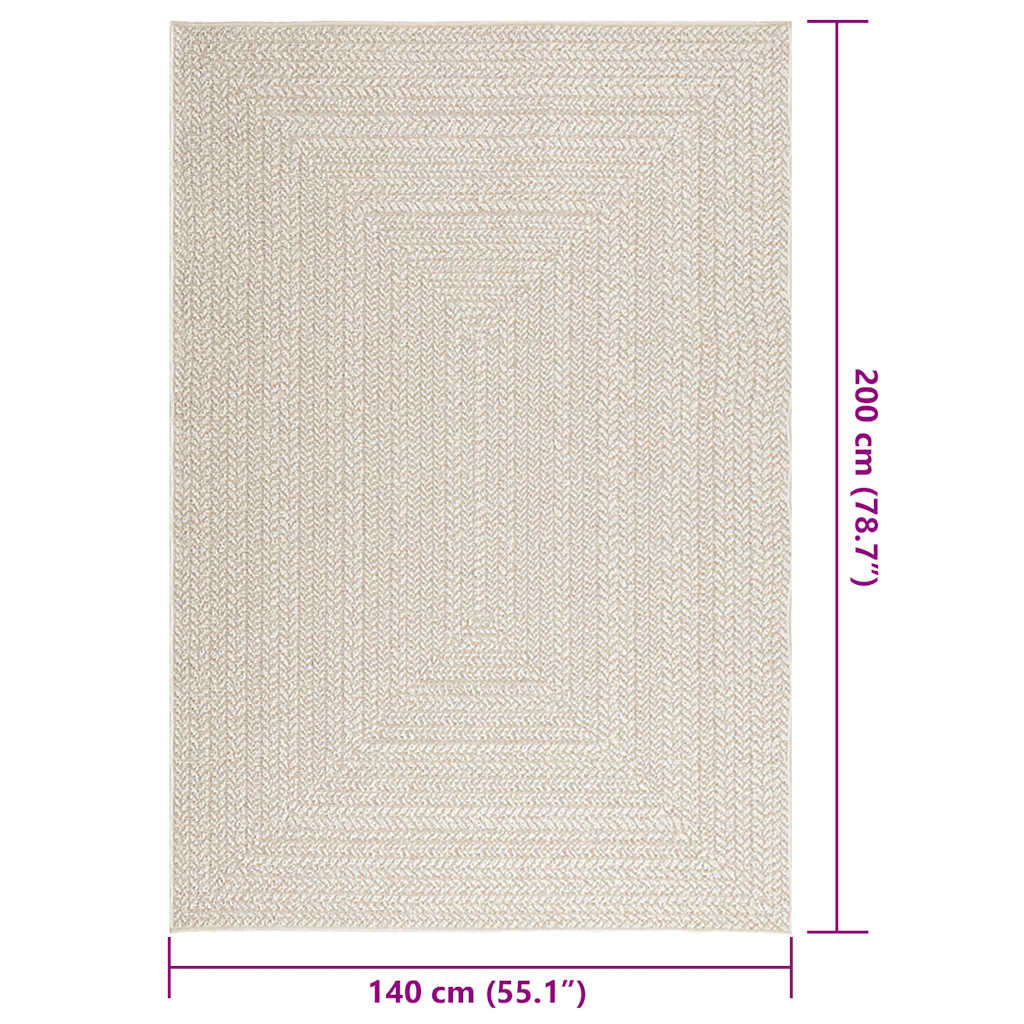 Tappeto ZIZUR Crema 140x200 cm Aspetto Iuta Interni ed Esterni - homemem39