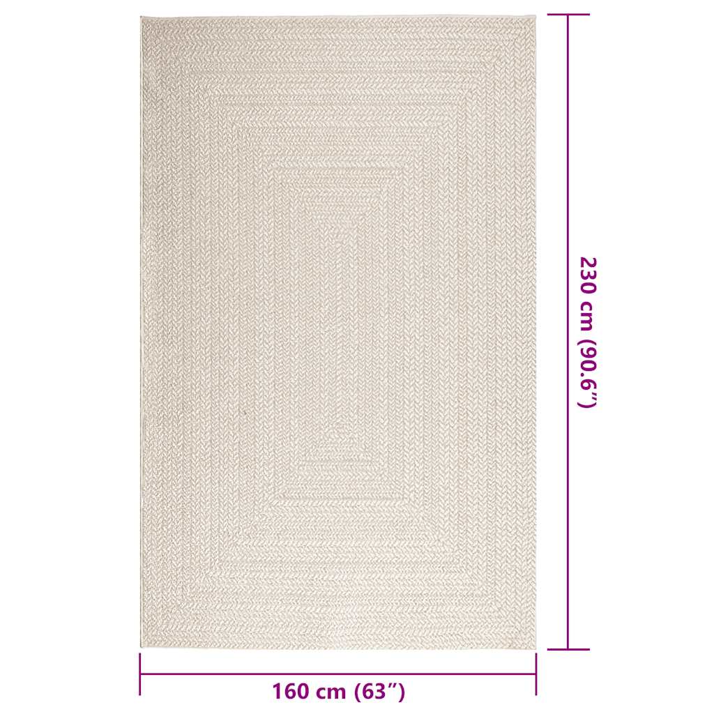 Tappeto ZIZUR Crema 160x230 cm Aspetto Iuta Interni ed Esterni