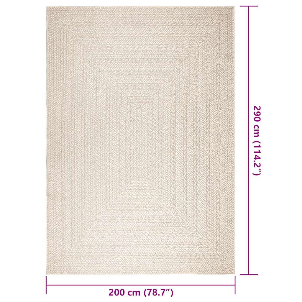 Tappeto ZIZUR Crema 200x290 cm Aspetto Iuta Interni ed Esterni