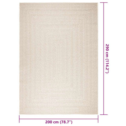 Tappeto ZIZUR Crema 200x290 cm Aspetto Iuta Interni ed Esterni - homemem39