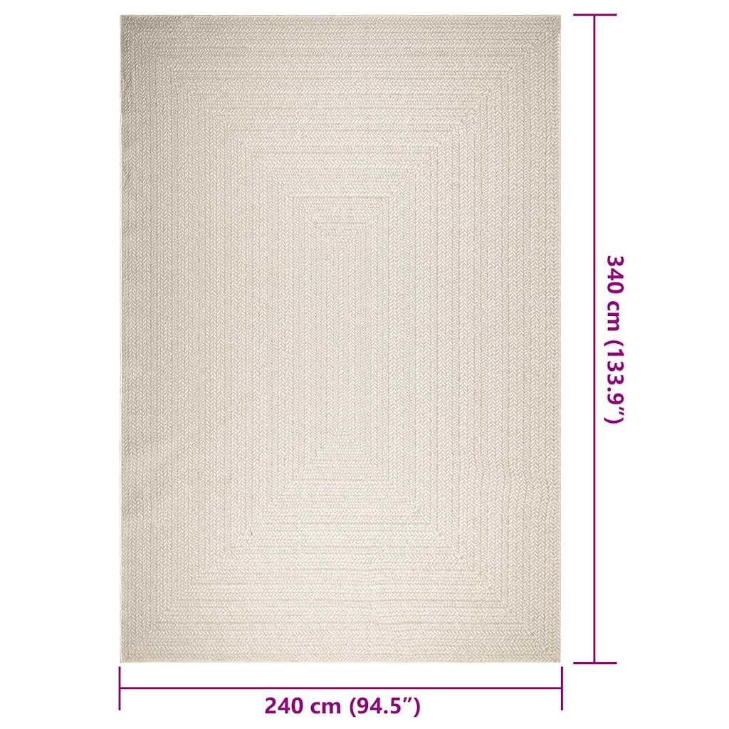 Tappeto ZIZUR Crema 240x340 cm Aspetto Iuta Interni ed Esterni - homemem39