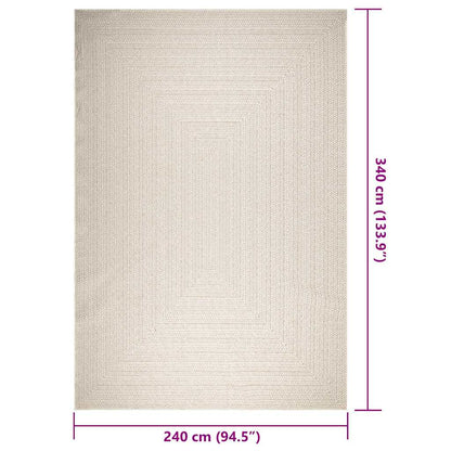 Tappeto ZIZUR Crema 240x340 cm Aspetto Iuta Interni ed Esterni