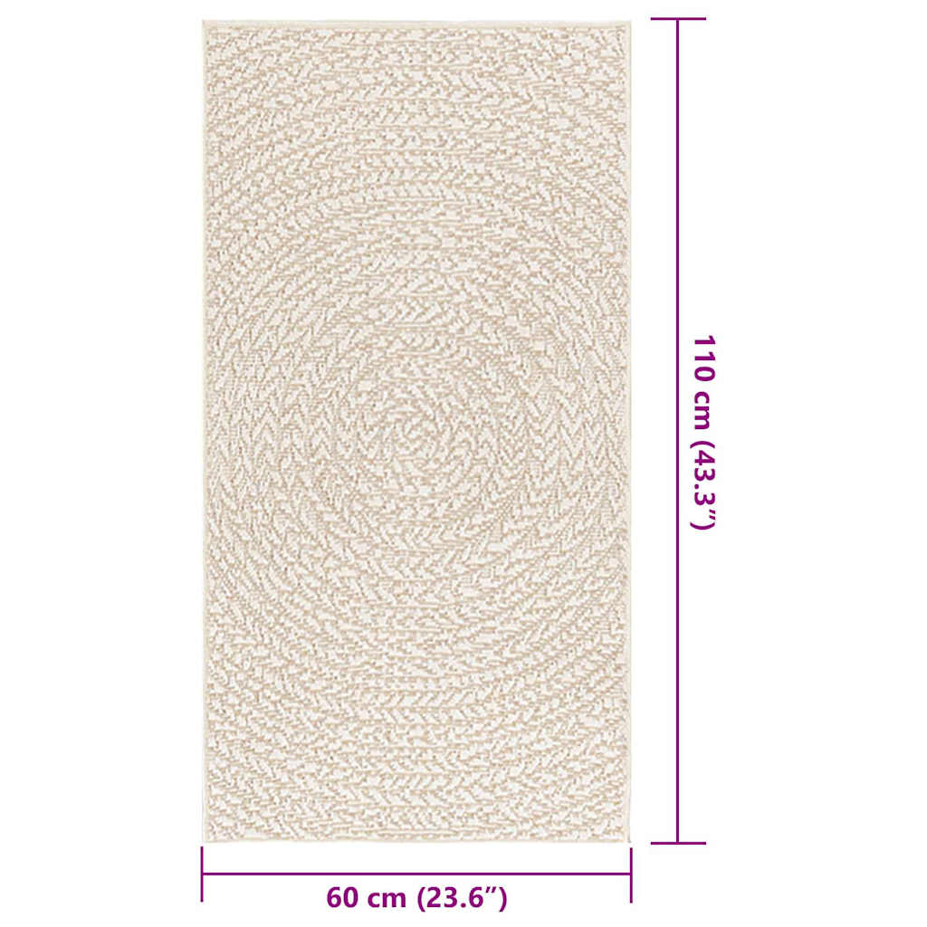 Tappeto ZIZUR Crema 60x110 cm Aspetto Iuta Interni ed Esterni