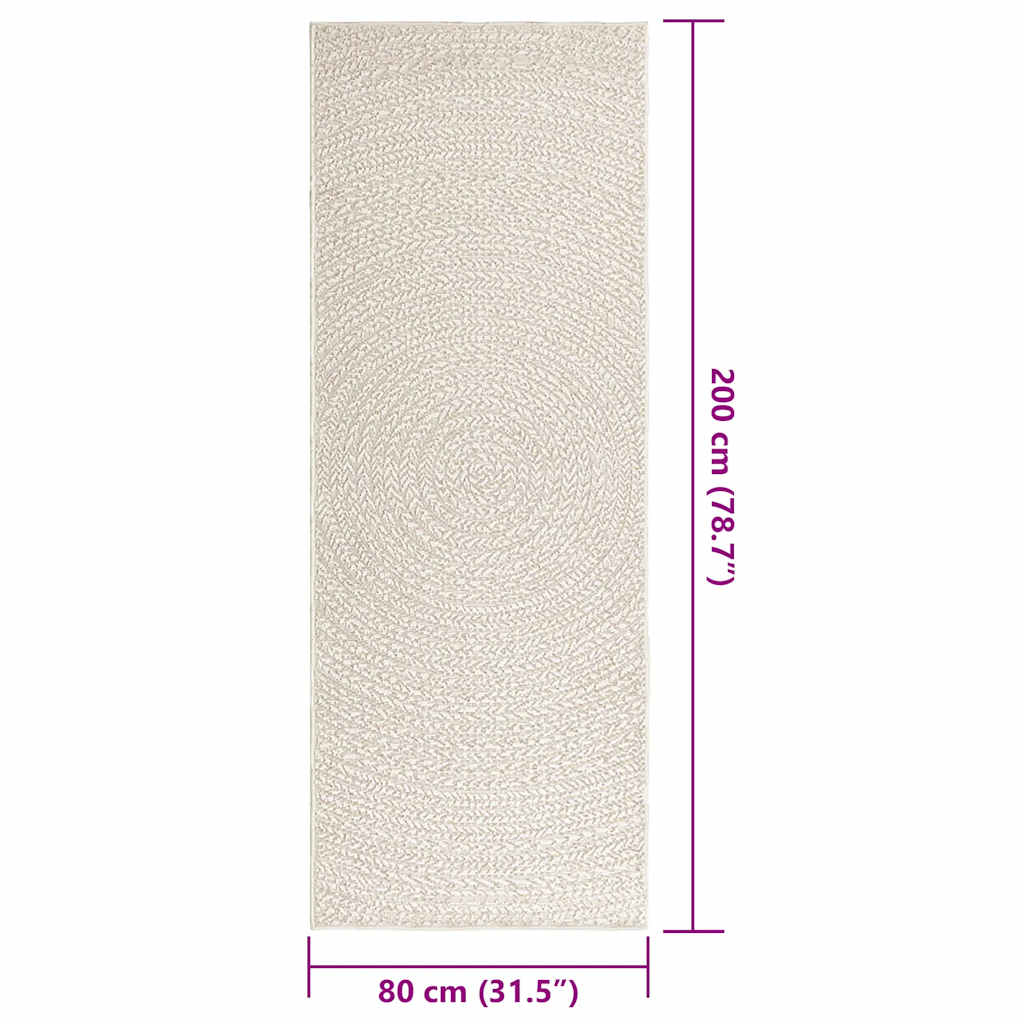 Tappeto ZIZUR Crema 80x200 cm Aspetto Iuta Interni ed Esterni - homemem39