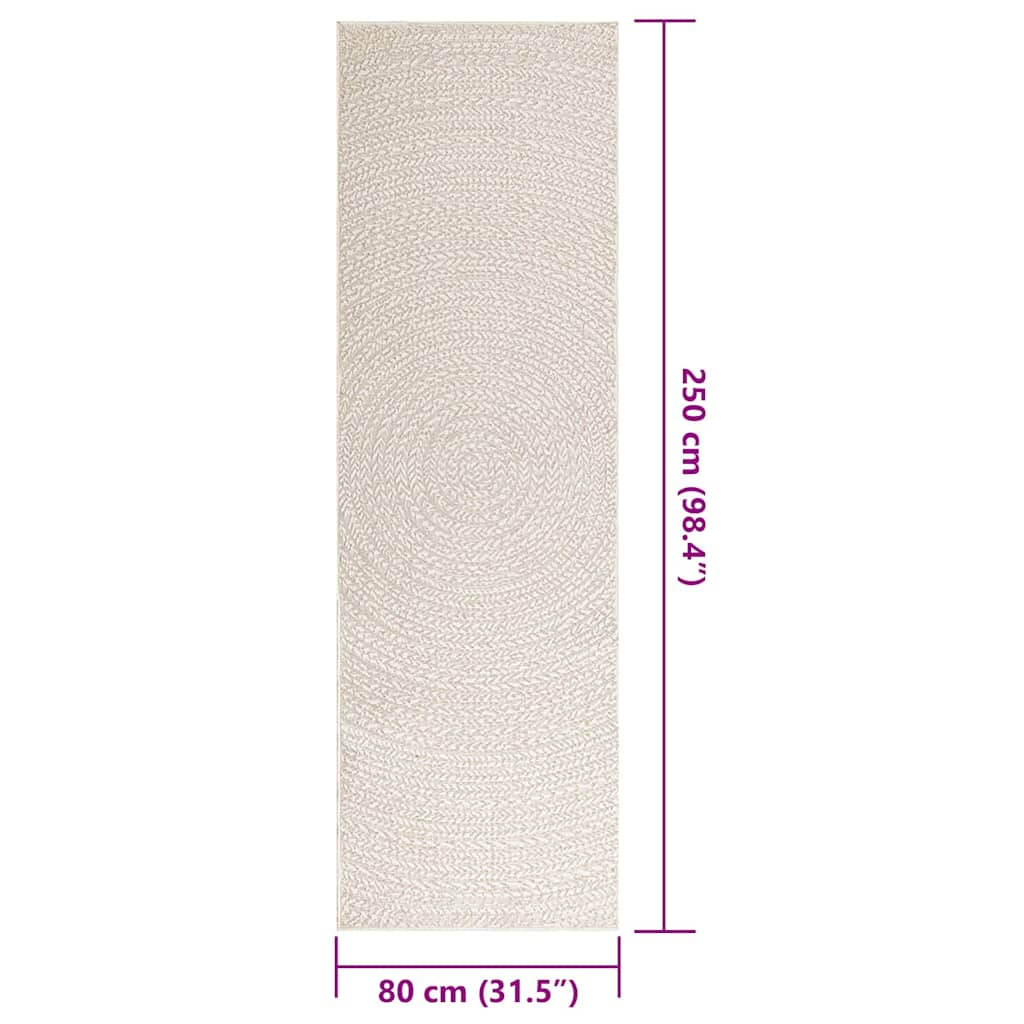 Tappeto ZIZUR Crema 80x250 cm Aspetto Iuta Interni ed Esterni - homemem39