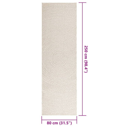 Tappeto ZIZUR Crema 80x250 cm Aspetto Iuta Interni ed Esterni