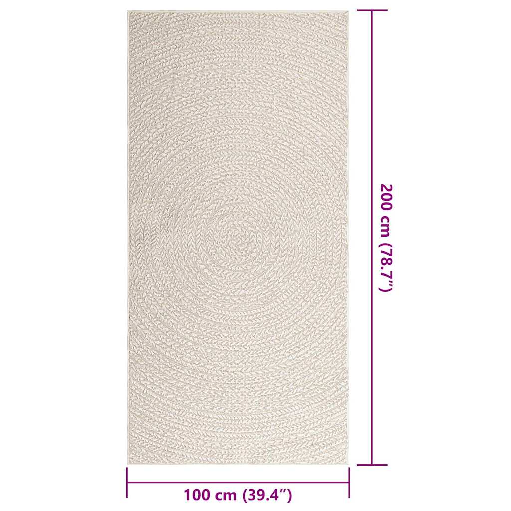 Tappeto ZIZUR Crema 100x200 cm Aspetto Iuta Interni ed Esterni