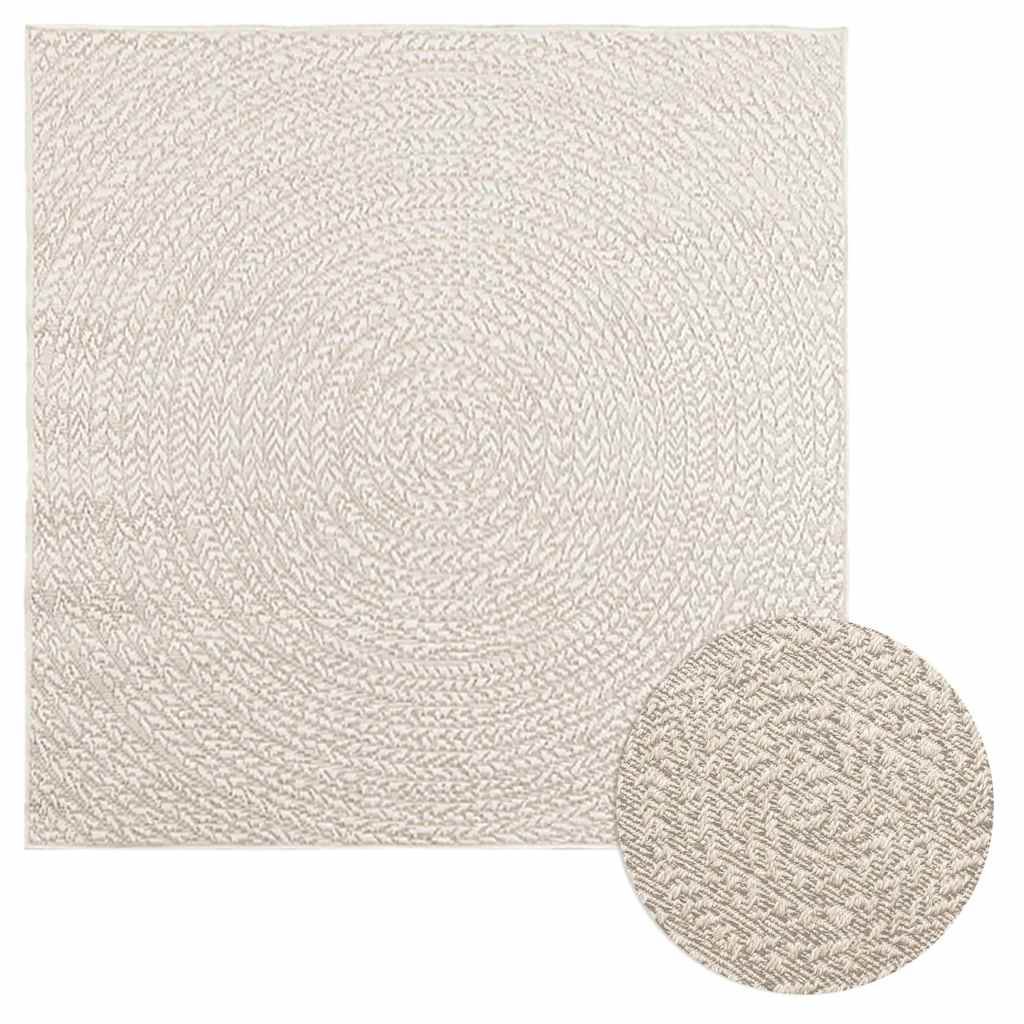 Tappeto ZIZUR Crema 120x120 cm Aspetto Iuta Interni ed Esterni - homemem39