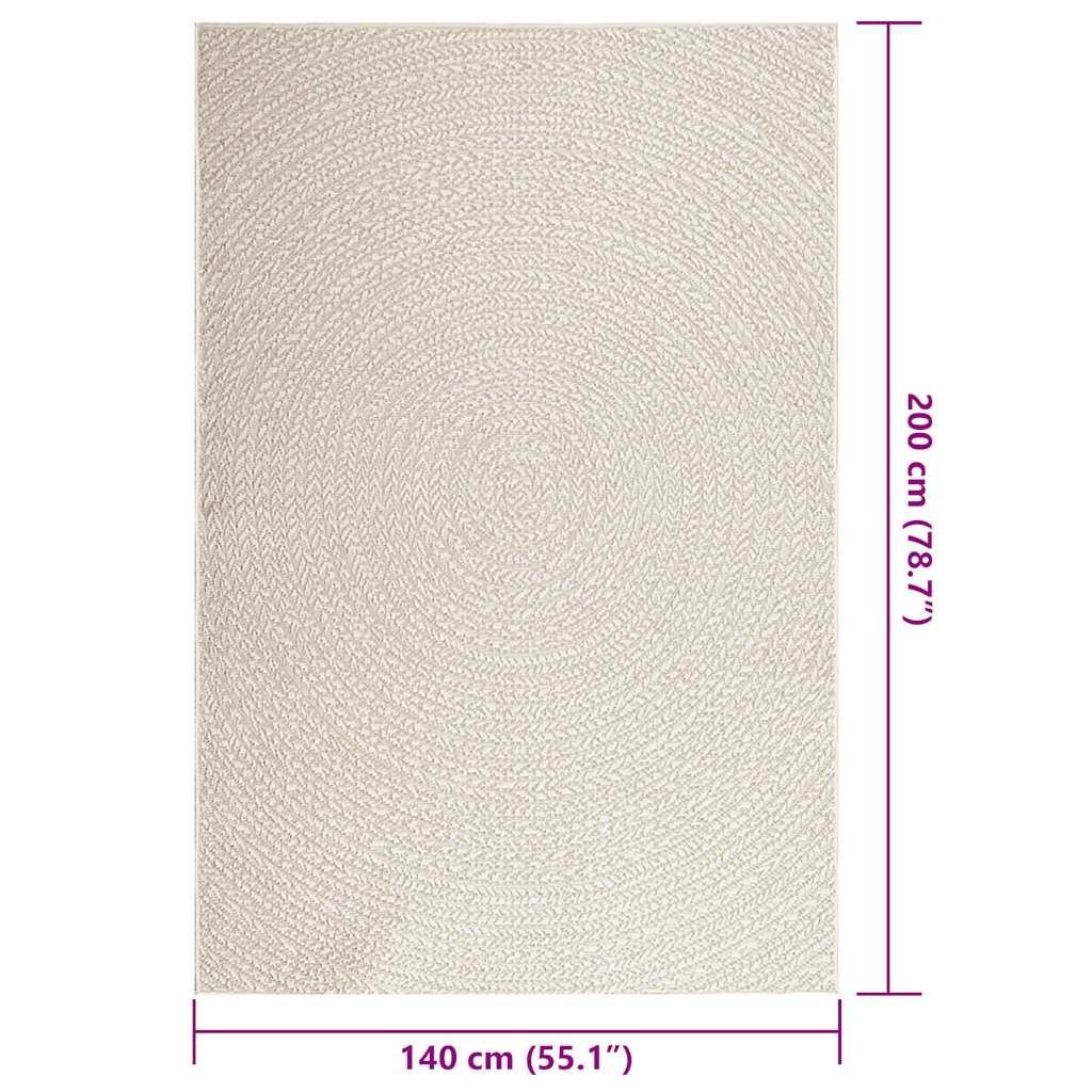 Tappeto ZIZUR Crema 140x200 cm Aspetto Iuta Interni ed Esterni