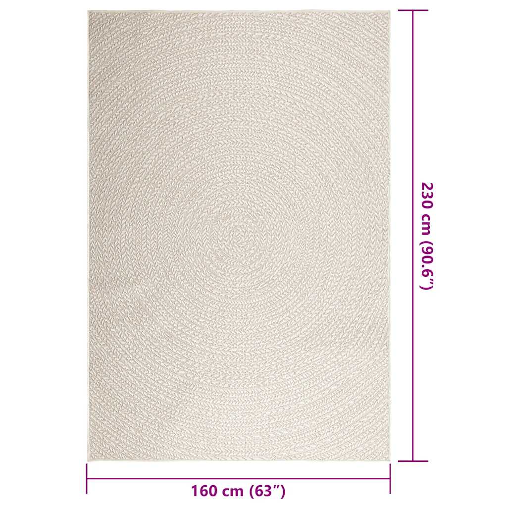 Tappeto ZIZUR Crema 160x230 cm Aspetto Iuta Interni ed Esterni