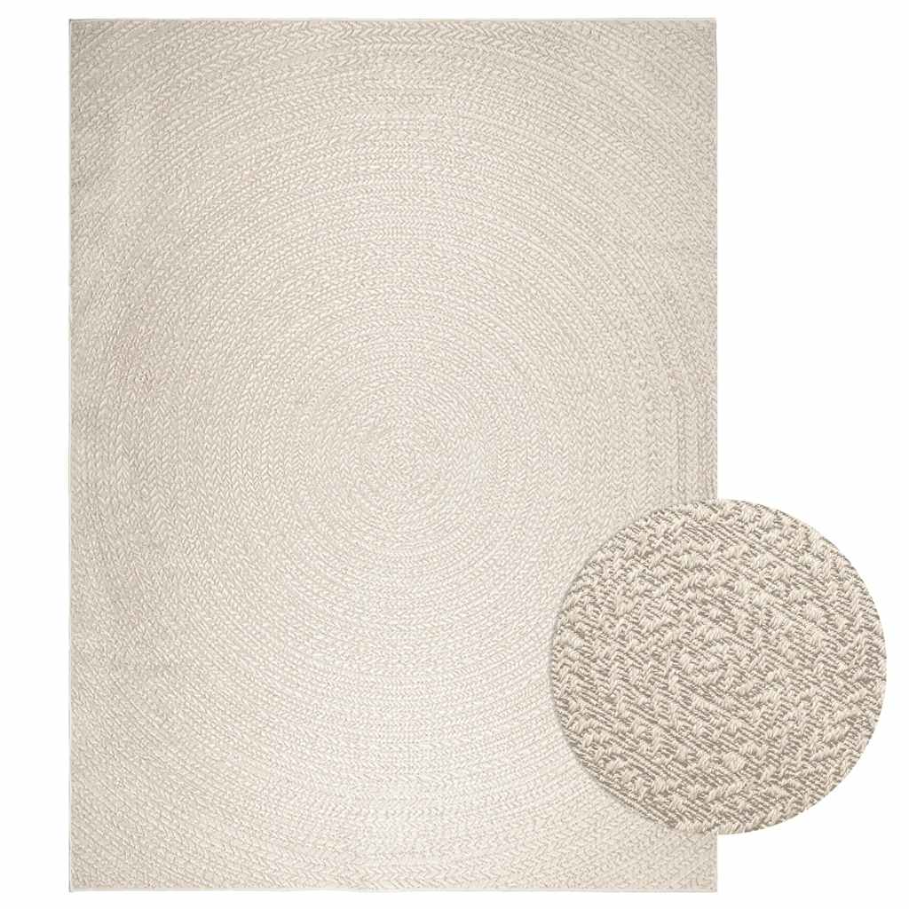 Tappeto ZIZUR Crema 240x340 cm Aspetto Iuta Interni ed Esterni - homemem39