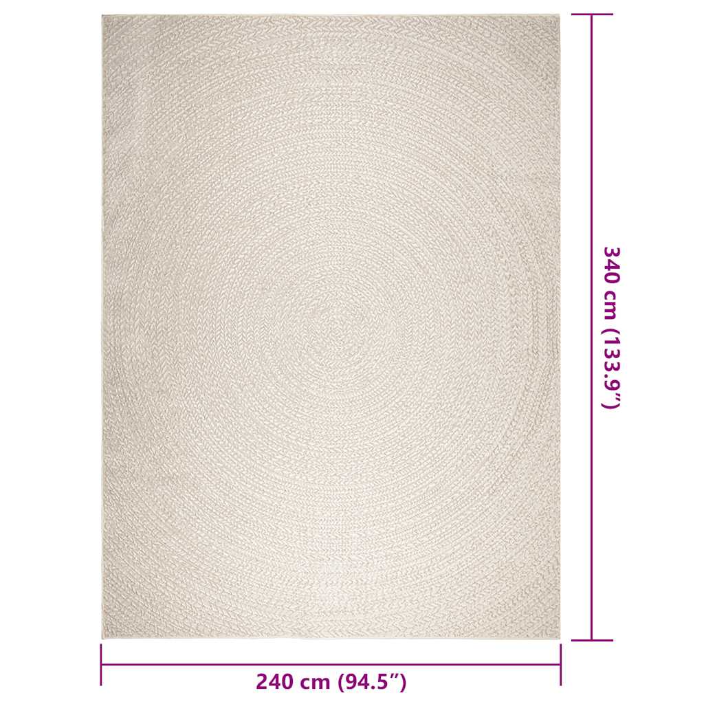 Tappeto ZIZUR Crema 240x340 cm Aspetto Iuta Interni ed Esterni - homemem39