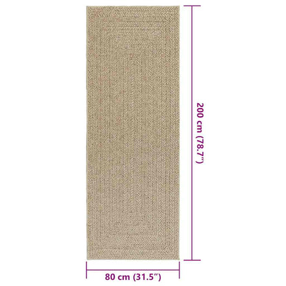 Tappeto ZIZUR Beige 80x200 cm Aspetto Iuta Interni ed Esterni