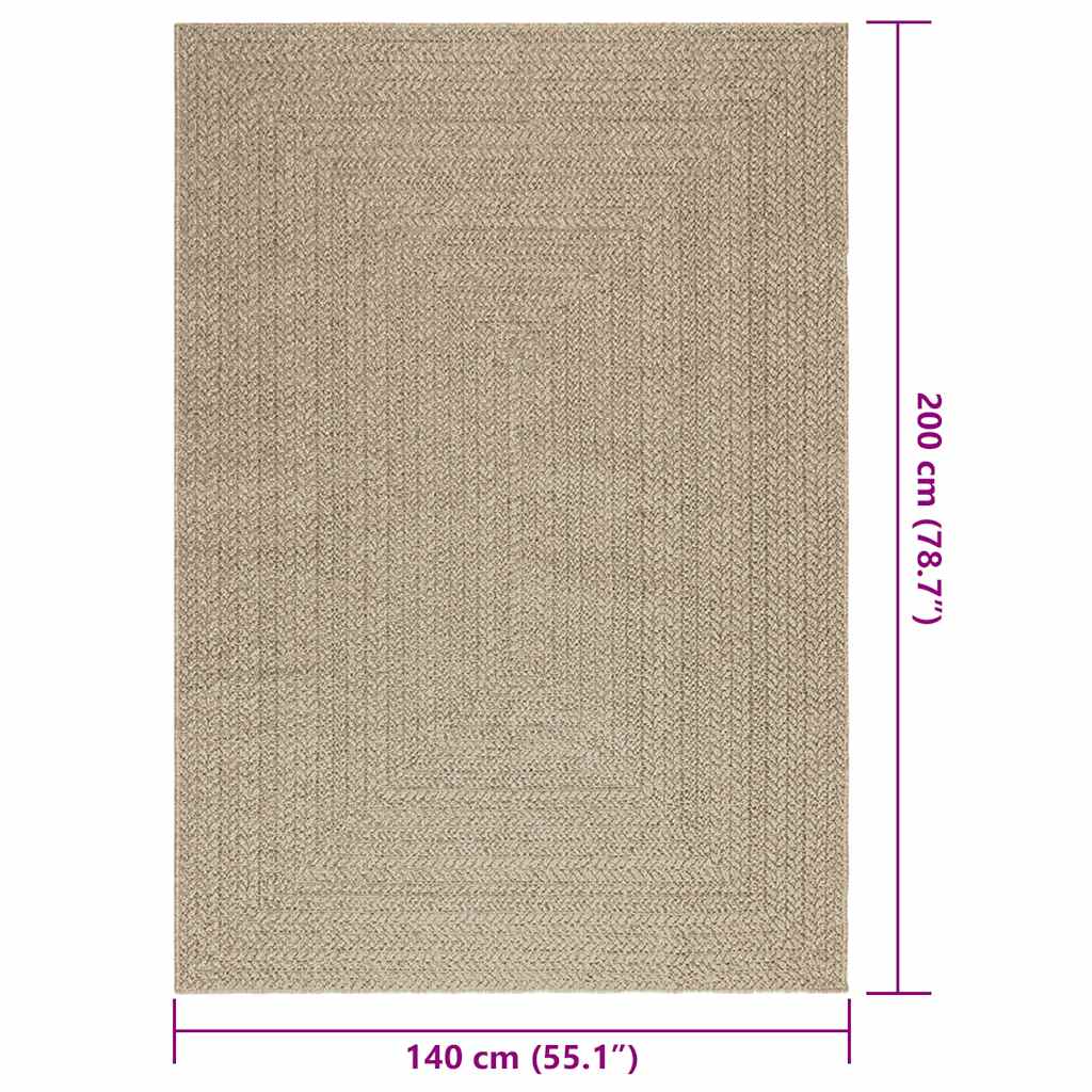 Tappeto ZIZUR Beige 140x200 cm Aspetto Iuta Interni ed Esterni - homemem39