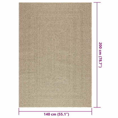 Tappeto ZIZUR Beige 140x200 cm Aspetto Iuta Interni ed Esterni