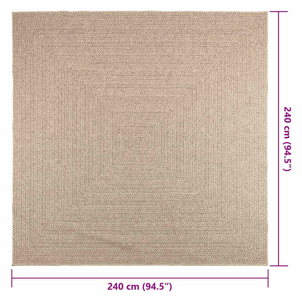 Tappeto ZIZUR Beige 240x240 cm Aspetto Iuta Interni ed Esterni