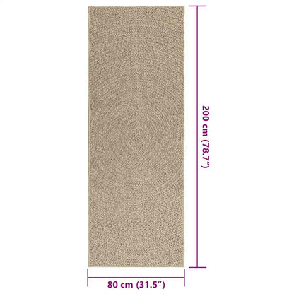 Tappeto ZIZUR Beige 80x200 cm Aspetto Iuta Interni ed Esterni